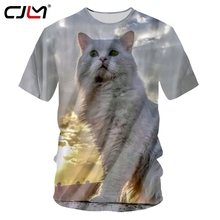 CJLM-Camiseta con estampado 3D de gato cielo para hombre, camisa con cuello redondo de Animal, creativa, para verano, 5XL 2024 - compra barato