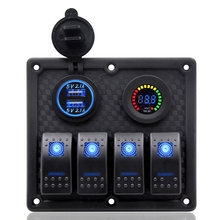 Voltímetro Digital para coche, Cargador USB Dual, impermeable, 4 entradas, azul, Panel de interruptor basculante LED 2024 - compra barato