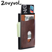 Металлический держатель для кредитных карт ZOVYVOL, автоматический эластичный винтажный алюминиевый кошелек с защитой от кражи, кошелек из искусственной кожи 2024 - купить недорого