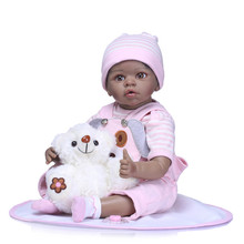 Кукла реборн, мягкая силиконовая афроамериканская Кукла-младенец NPK, 22 дюйма 55 см, реалистичный подарок для детей 2024 - купить недорого