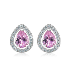 KOFSAC-pendientes de plata fina para mujer, aretes de cristal rosa de CZ brillante, joyería de lujo, regalo de San Valentín, 925 2024 - compra barato