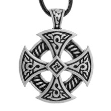 Collar con colgante de Cruz Solar Celtics, cadena con amuleto de cuero, irlandés, druida, 10 Uds. 2024 - compra barato