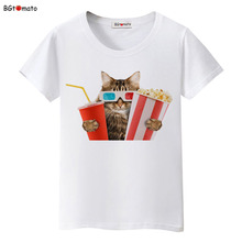 BGtomato Coke popcorn Fashion Cat t shirts for women funny animal family pets shirts Good quality brand casual tops tees 2024 - buy cheap