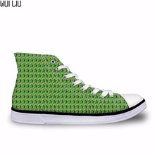 Sapatos femininos de cano alto vulcanizados, com estampa verde lima, tênis casual clássico de lona 2024 - compre barato