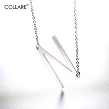 Collare Choker Necklace Gold/Black Color Stainless Steel Alfabet Initial Jewelry Letter N Pendant Statement Necklace Women N016 2024 - buy cheap