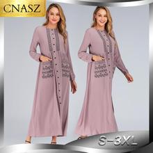 Женское мусульманское платье, повседневное длинное платье-кафтан с вышивкой, арабское вечернее платье, 2019 2024 - купить недорого