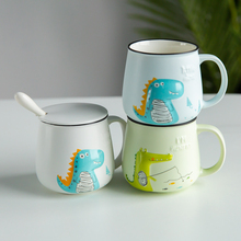 Taza de café de cerámica de caricatura de cocodrilo de dinosaurio con cuchara y tapa taza de beber de jugo de porcelana taza de té de leche de café 2024 - compra barato
