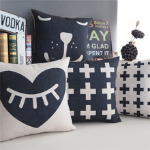 Black White pillow Creative Geometric Cross cushion Pillow Linen pillowcase,sofa cushions home decorative Pillows 2024 - buy cheap