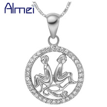 Almei 20% Fashion Crystal Twelve Constellations Pendants Silver Color Chains Women Girls Friend Gift Party High Quality N1048 2024 - buy cheap