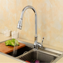 Grifo extraíble de latón macizo para cocina, rociador de agua caliente y fría de un solo grifo, mezclador de fregadero de lavabo con acabado cromado 2024 - compra barato