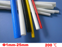 Tubo de fibra de vidrio, carcasa de resina trenzada de silicona, de alta temperatura, 200 grados, color blanco y negro, 20M, 2mm 2024 - compra barato