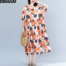 Dimanaf-vestido de verão feminino, vestidos soltos, casuais, estampados, tamanho grande, 5xl, 6xl, 2019 2024 - compre barato