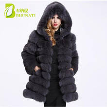 BHUNATI Fashion Women Faux Mink Fur Coat Hooded Female Winter Thick Warm Long Sleeve Black Long Coat Female Winter Overcoat 2024 - buy cheap