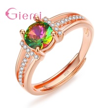 Free Shipping Classic Rose Gold Sliver Color Open Ring For Women Female Party Engagement Jewelry With Full Cubic Zircon 2024 - buy cheap