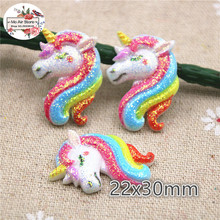 10pcs colorful shiny bling unicorn cartoon animal Resin Flat back Cabochon Art Supply Decoration Charm Craft 2024 - buy cheap