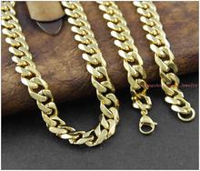 8-40" 8mm Charming Jewelry 316L Stainless Steel  Gold color  Cuban Curb Chain Mens Womens Necklace Christmas Gift 2024 - buy cheap