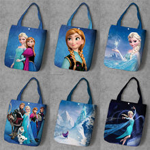 Disney dos desenhos animados princesa bolsa proteção ambiental saco de compras congelado elsa anna bolsa de ombro lona sacola 2024 - compre barato