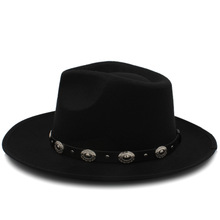 Sombrero Fedora de fieltro a la moda para hombre y papá con Sombrero con visera de jazz, Sombrero de caballero, Sombrero Panamá para papá, cinturón Punk de tamaño 58CM 2024 - compra barato