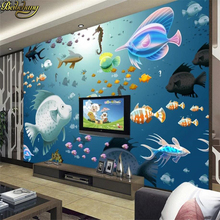 beibehang parede 3D mural of children living room sofa bedroom TV background custom wall background underwater world wall paper 2024 - buy cheap