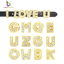 A-Z con letras del alfabeto en inglés para perro, Collar con diamantes de imitación dorados de 10MM, 130 Uds., LSSL08 * 130 2024 - compra barato
