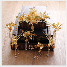 Chinese tassel wedding bouquet chinese Phoenix crown hairpin hairsitck sets wedding hair ornaments 2024 - buy cheap