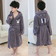 Unisex Cotton Bathrobe Kids Baby Warm Children's Bathrobe Thick Children's Baby Hooded Kimono Towel Fleece Pajamas Night Gown 2024 - buy cheap