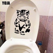 YOJA 14,8x23,1 cm calcomanía de baño lindo gatito gato pegatina de pared decoración de la habitación arte Mural T5-0272 2024 - compra barato