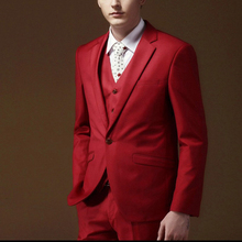 Blazer rojo con solapa para hombre, conjunto de traje personalizado para baile de graduación, nuevo traje Formal de boda, 3 piezas 2024 - compra barato