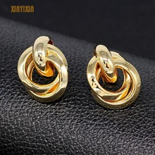 Big Gold Round Twist Knot Stud Earring for Women Classical Geometric Elegant Earring 2019 Fashion Jewelry Summer Accessory Gift 2024 - buy cheap