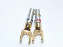 20pcs\lot Nakamichi Brass Gold plated and Silver Plated Y Spade Speaker Plugs Audio Screw Fork Connector Adapter 2024 - buy cheap