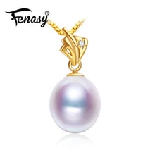 Fenasy pingente de ouro 18k, pingente de pérola doce natural au750, joias de ouro amarelo para casamento e noivado com colar de prata 925 2024 - compre barato