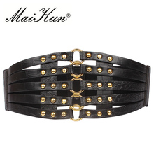 MaiKun-cinturones anchos para mujer, faja elástica de marca de lujo, cinturones de diseño femenino 2024 - compra barato