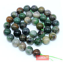 Высококачественные круглые бусины из натурального африканского зеленого камня для ожерелья, бусины размера 6, 8, 10, 12 мм, бусины для самостоятельного изготовления браслетов AGB21 2024 - купить недорого