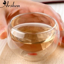 Arshen прочная термостойкая двухслойная чайная чашка 50 мл, здоровая элегантная прозрачная чашка для питья в воде, цветочные чайные чашки, стеклянная посуда 2024 - купить недорого