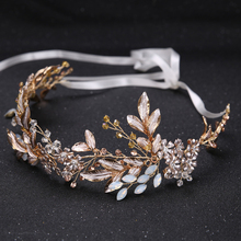 Fashion Gold Women Hair Jewelry Crystal Hairbands Leaves Flower Tiara Headbands Princess Bride Wedding Hair Accessories Party 2024 - buy cheap