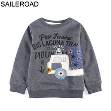 SAILEROAD/толстовки с круглым вырезом для маленьких мальчиков толстовка для мальчиков с принтом «транспортное средство» Для малышей, детские футболки с длинными рукавами 2024 - купить недорого