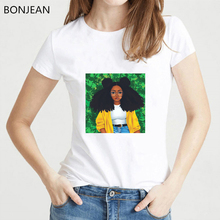 new arrival 2019 Melanin Poppin t shirt women harajuku shirt Top Hip Hop tumblr clothes female t-shirt vogue tshirt femme tops 2024 - buy cheap