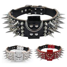 2 inch Wide Genuine Leather Dog Collar Spiked Studded Dog Collar for Medium Large X-Large Pitbull Rottweiler Dogs Cool Spikes 2024 - buy cheap