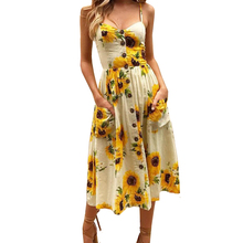 Ladies Print Floral Long Boho Bohemian Beach Summer Dress Women Sundress Sexy V-Neck Sleeveless Strap Maxi Vintage Dress Vestido 2024 - buy cheap