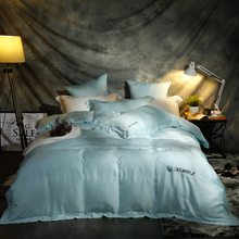 Jogo de cama, branco, cinza, café, azul, sólido, 100% tencel, seda macia, tamanho king/queen, lençol, fronha, 40 2024 - compre barato