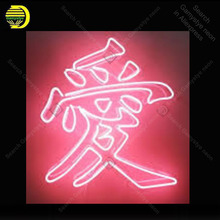 Sinais de luz neon, de personagem chinês, amor, lâmpada de vidro, luz neon, estética, decoração de quarto, sinais de casa japoneses 2024 - compre barato