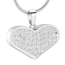 JJ007 Inlay Clear Zircon Heart Stainless Steel Cremation Jewelry For Ashes Of Loved One Keepsake Memorial Urn Necklace Pendant 2024 - buy cheap