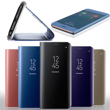 Прозрачный зеркальный умный чехол для Samsung Galaxy s8 s9 s7 plus note 8 5 кожаный флип-чехол для iphone 6 6s 7 8 plus X 2024 - купить недорого