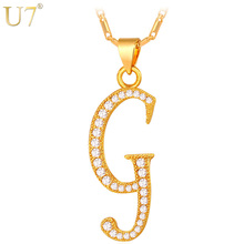 U7 personalizado alfabeto g carta pingente charme ouro/prata cor presente dos namorados para mulheres zircão colar p700 2024 - compre barato