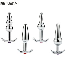 Zerosky Erotic Stainless Steel Metal Anal Beads Long Butt Plug Big Size Adult Product Jewel Anal Plug Sex Toys for Women and Men 2024 - buy cheap