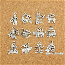 120 pcs Vintage Charms Zodiac twelve constellations sign Pendant  Fit Bracelets Necklace DIY Metal Jewelry Making 2024 - buy cheap