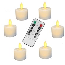 Conjunto de 6 luzes de led controle remoto, luminária votiva com pilha para dança em casamento, natal, festa, deor, amarelo 2024 - compre barato