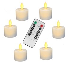 Set of 6 Remote controlled LED TeaLights Candle Battery operated Dancing wick votive candle lamp Wedding Xmas Party deor-Yellow 2024 - buy cheap