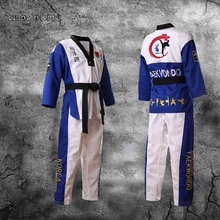 Uniforme de taekwondo para adultos y niños, traje de Taekwondo bordado, ropa de entrenamiento, color azul de alta calidad 2024 - compra barato