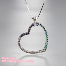 Nova primavera 100% original 925 prata esterlina multi-colorido coração colar para jóias femininas 2024 - compre barato
